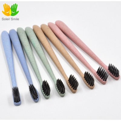 colored cheapest beautiful toothbrush with soft bristle made in Eco-friendly straw