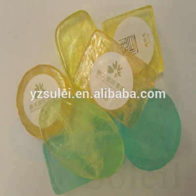 round transparent plastic film wrapped organic mini soap for hotel/ hotel use transparent soap